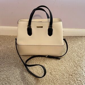kate spade Cream and Black Structured Satchel with Removable Strap